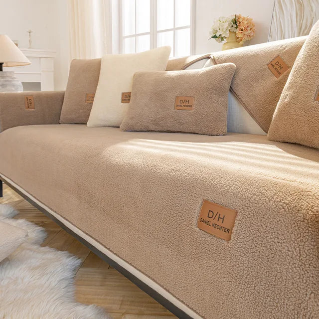 Velmoro Sofa Cover – Sherpa Fleece with Non-Slip Bottom