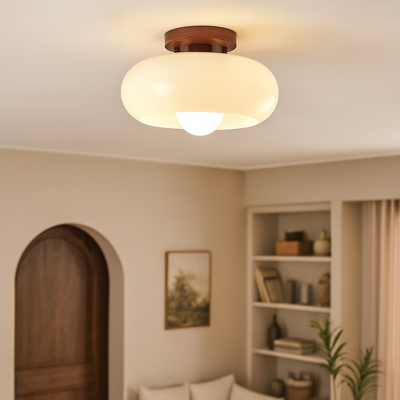 Avelune Ceiling Lamp – Bauhaus Design with Wooden Accent